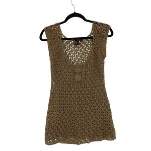 Crochet Brown Short Sleeve Boho Hippie  Cotton Top Women’s Size Medium